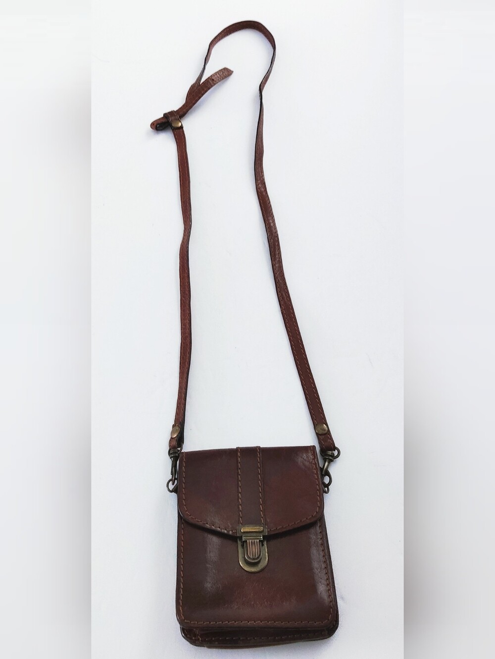 La Sella Roma Classic Brown Leather Belt/Crossbody Bag Adjustable Strap.